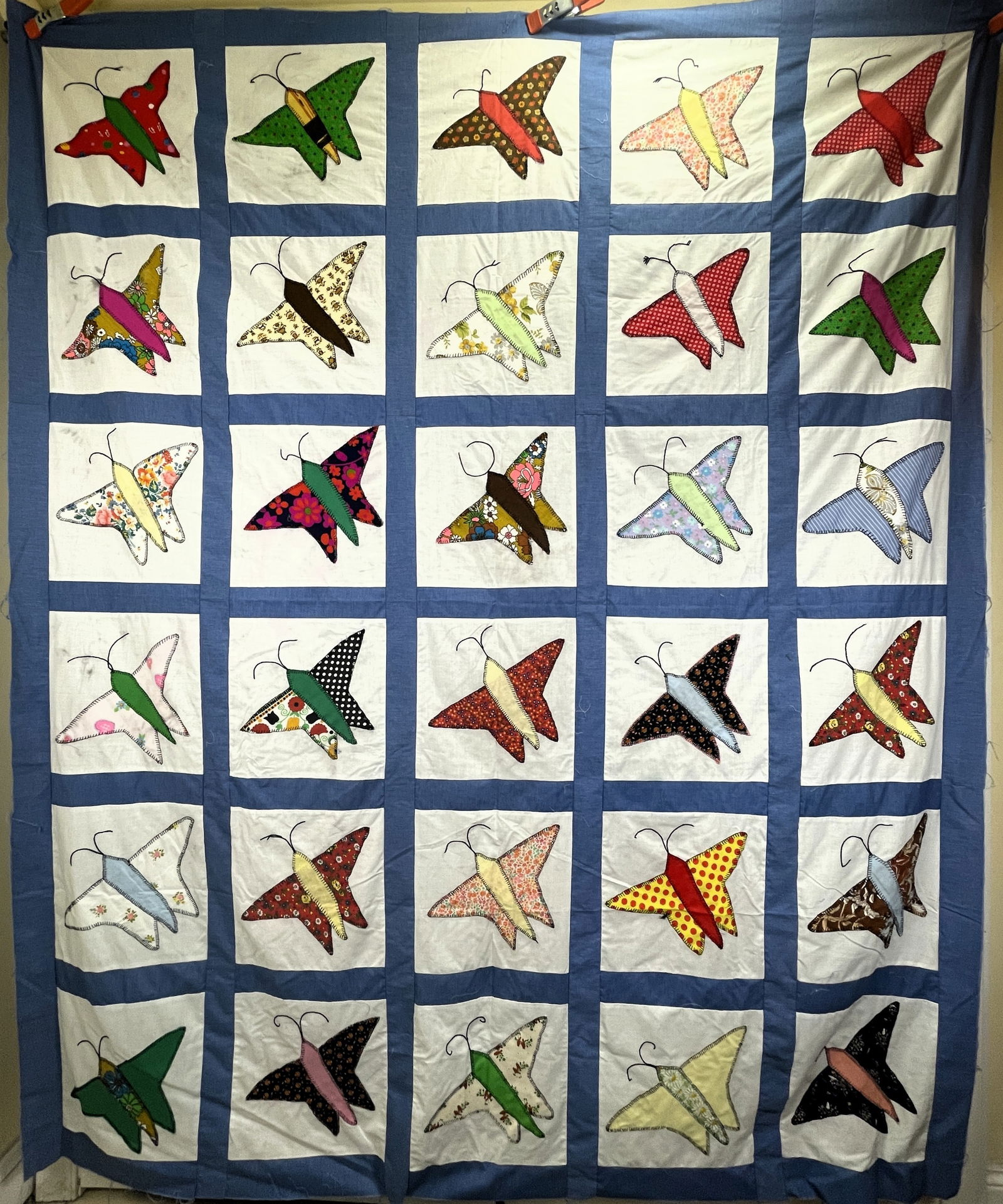 Handmade Butterfly Quilt Top 91 x 76 (1 of 8)