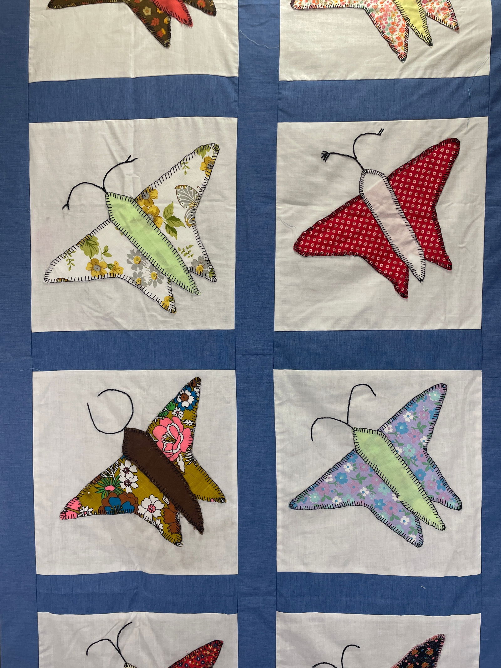 Handmade Butterfly Quilt Top 91 x 76 - 2