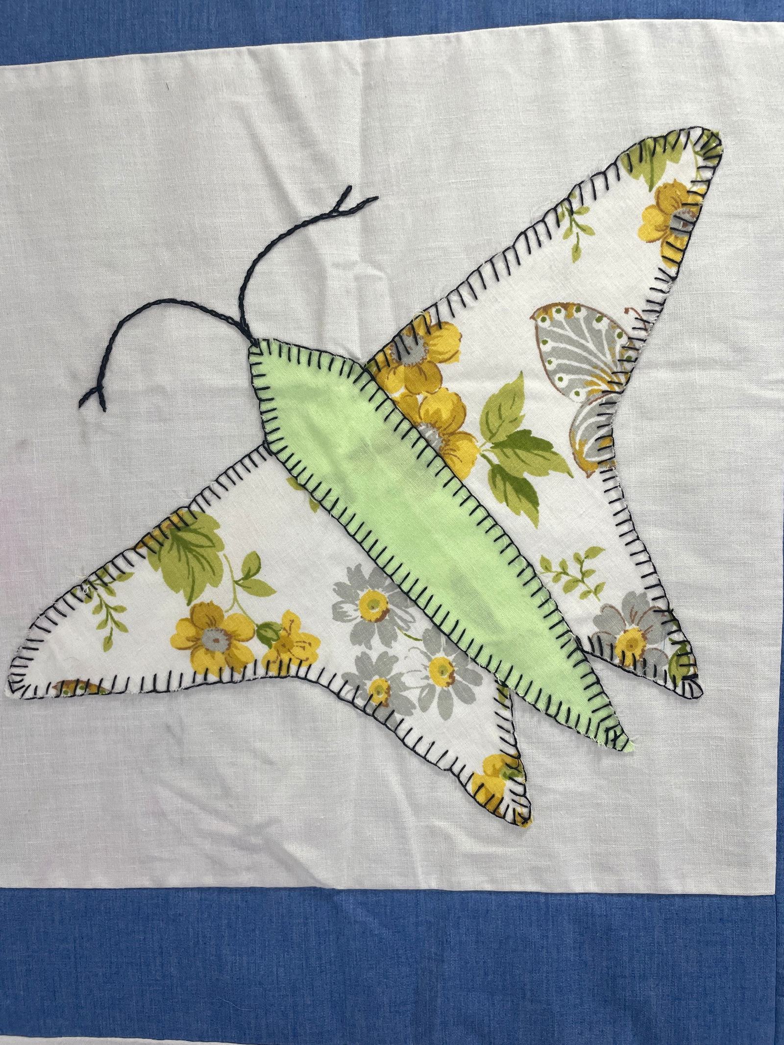 Handmade Butterfly Quilt Top 91 x 76 - 3