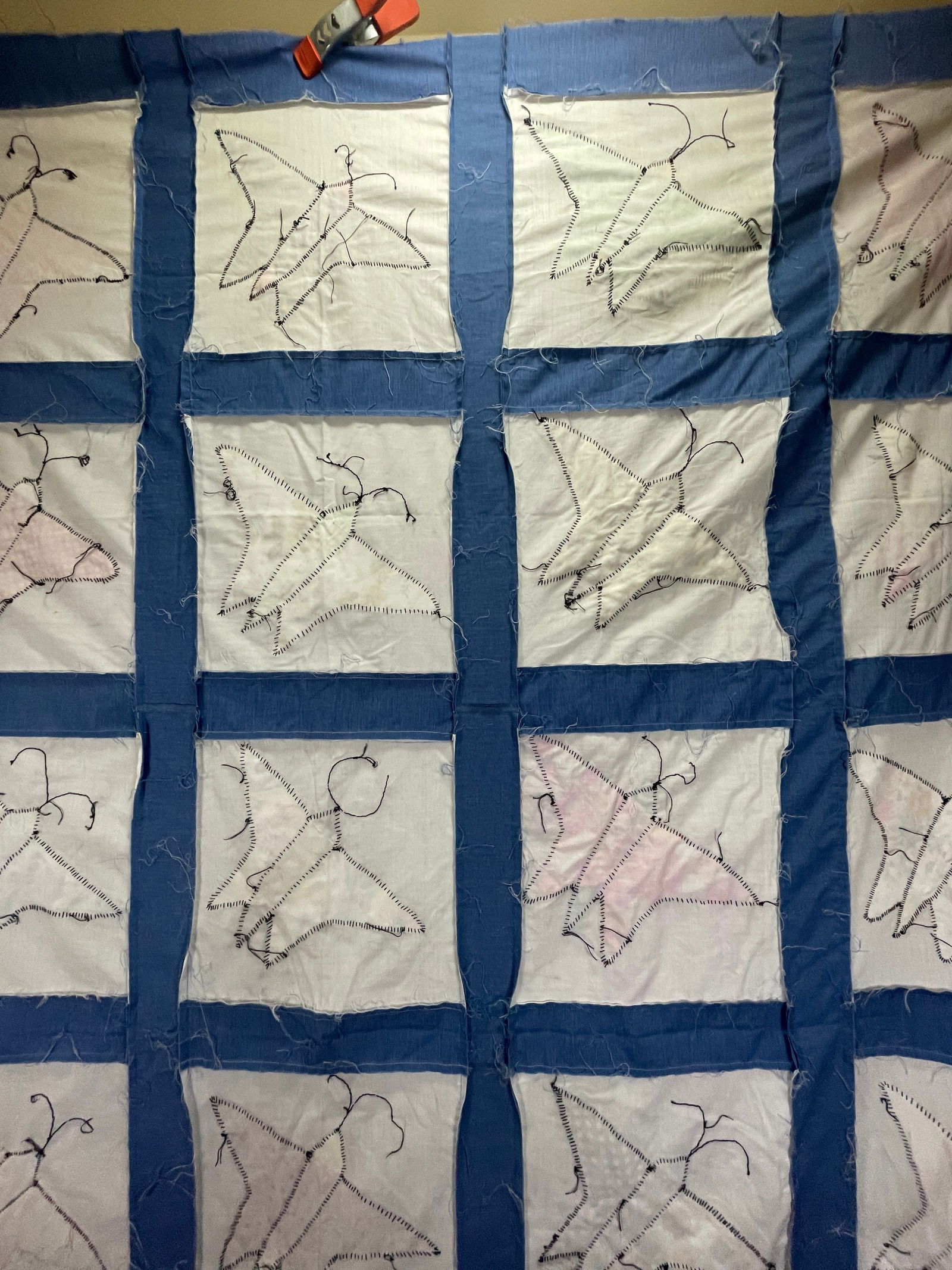 Handmade Butterfly Quilt Top 91 x 76 - 6