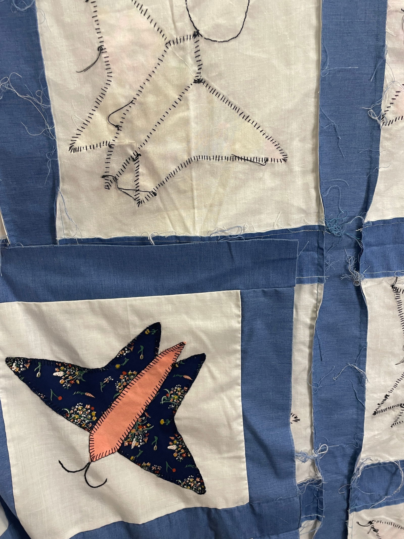 Handmade Butterfly Quilt Top 91 x 76 - 8