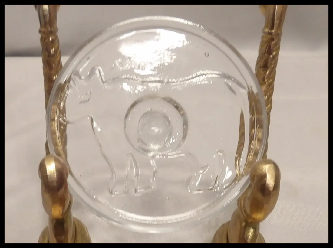 Antique Farm House Décor Glass Butter Mold with Cow Impression - 8