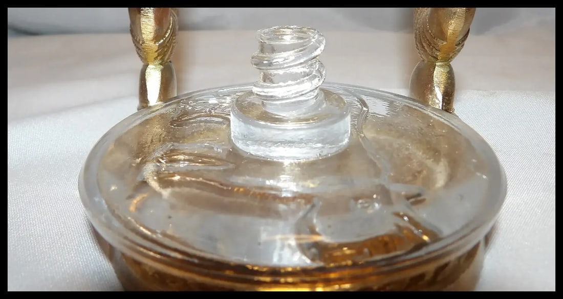 Antique Farm House Décor Glass Butter Mold with Cow Impression - 9