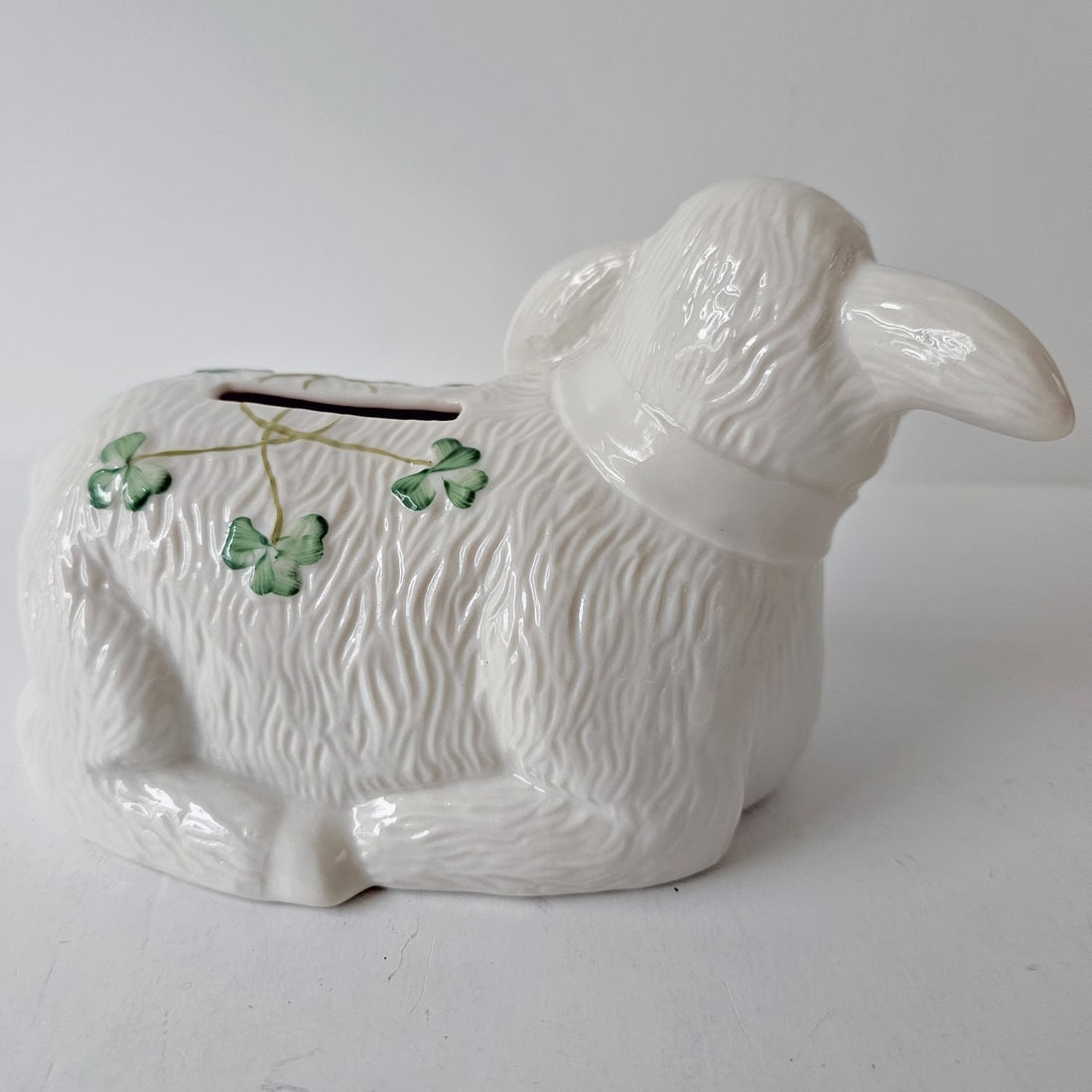 Belleek Shamrock Lamb Piggy Bank - 3
