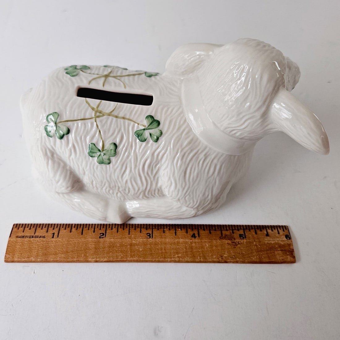 Belleek Shamrock Lamb Piggy Bank - 6