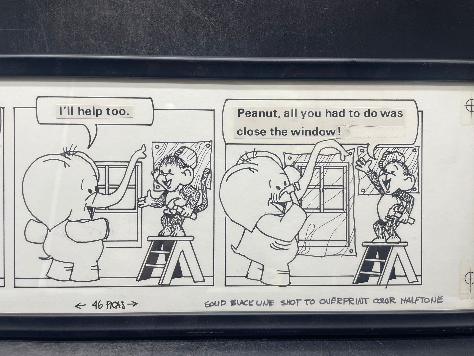 1976 Original Peanut & Jocko Comic Strip Art Weekly Reader Framed - 4