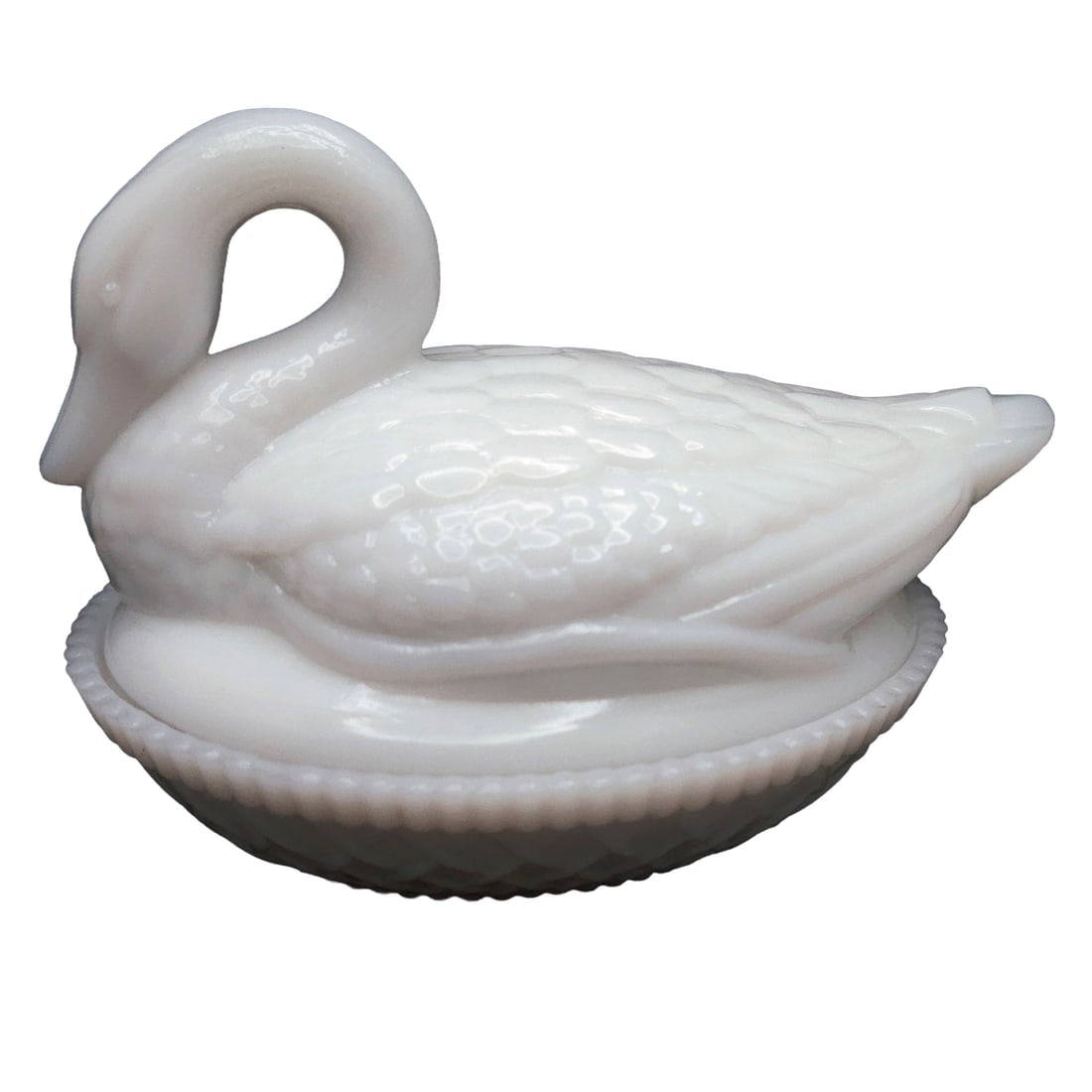 Vintage Imperial White Milk Glass Swan on a Nest Candy Dish (1 of 8)