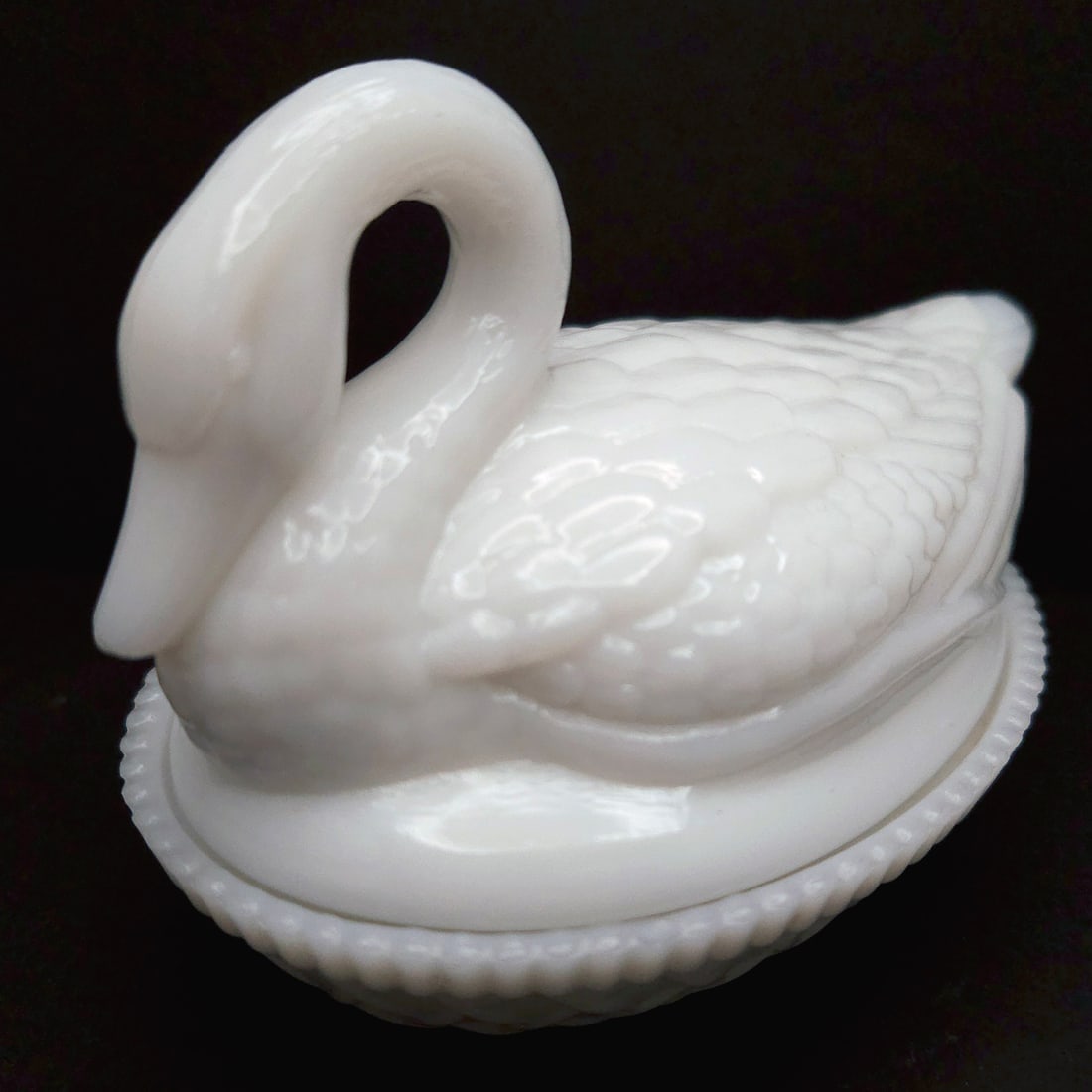 Vintage Imperial White Milk Glass Swan on a Nest Candy Dish - 5