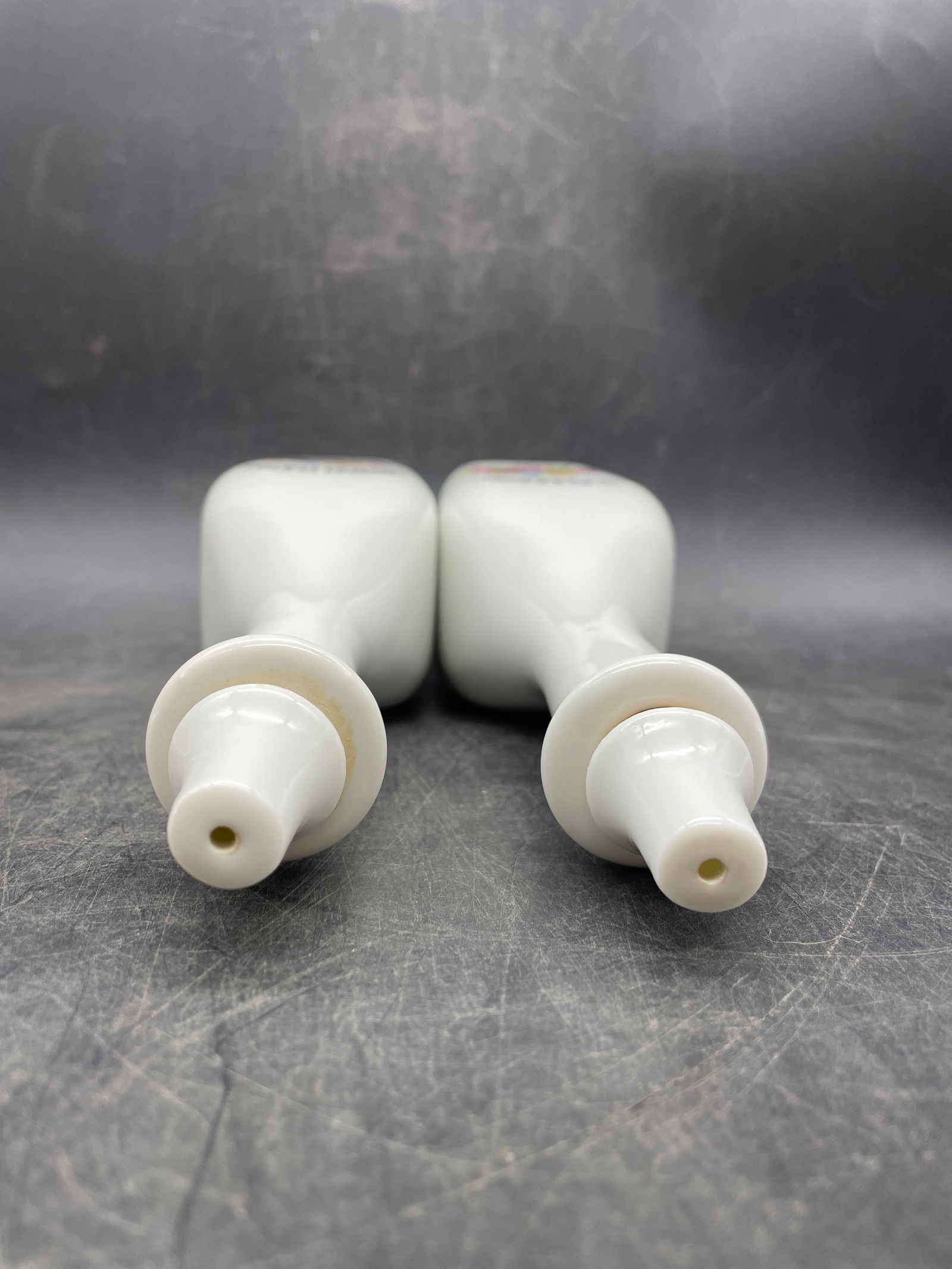 2qty Vintage Apothecary Barber Bottle Floral Milk Glass Prop Tonic Witch Hazel - 5