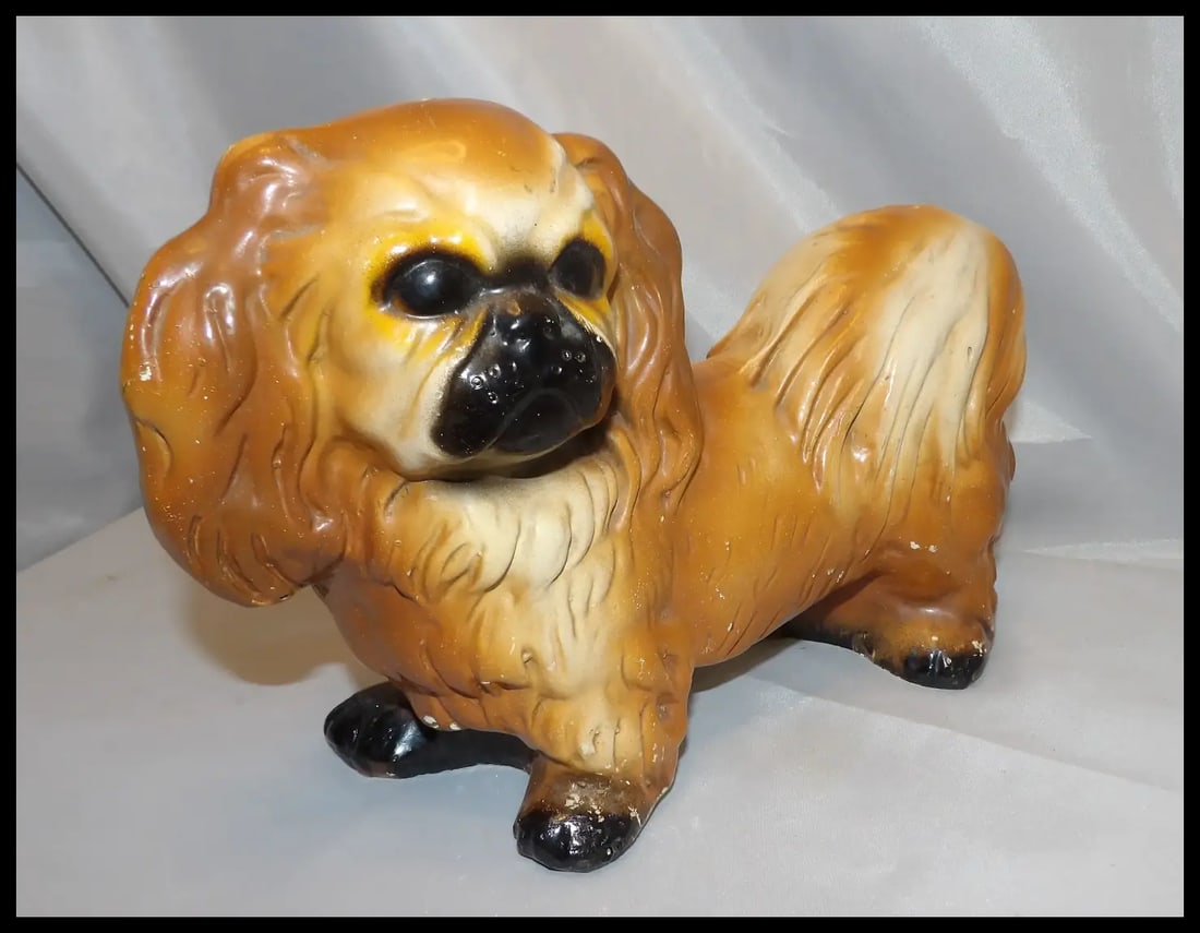 Vintage Chalkware Pekingese Dog - 3