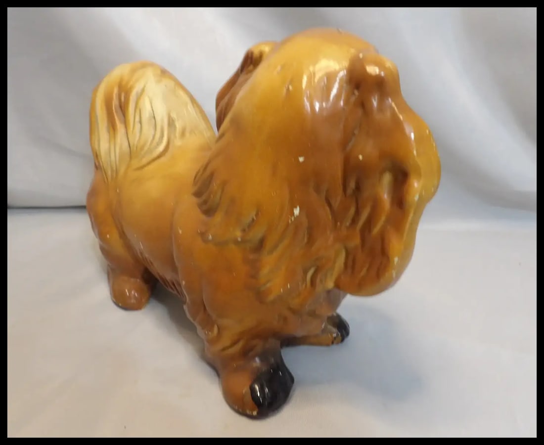 Vintage Chalkware Pekingese Dog - 4