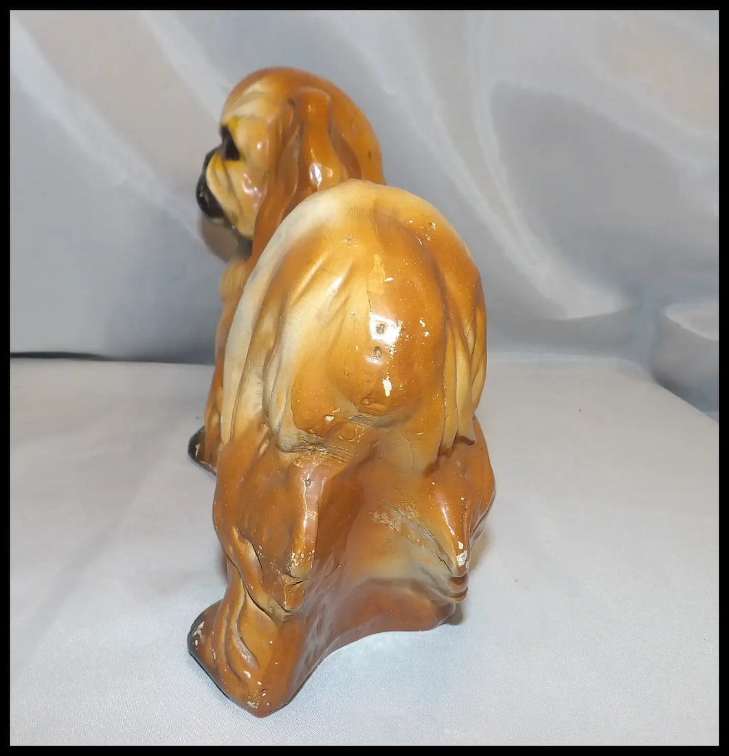 Vintage Chalkware Pekingese Dog - 6