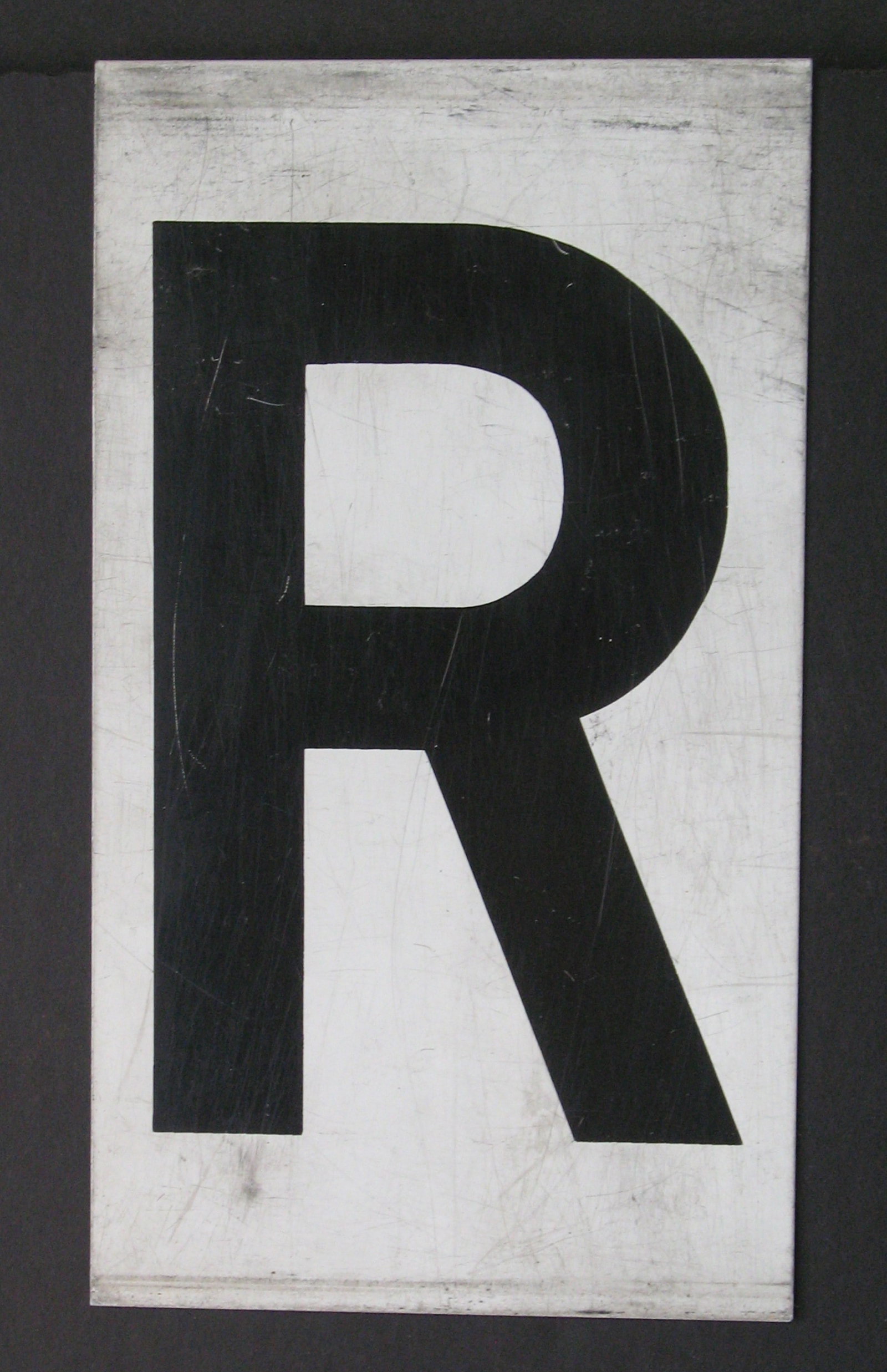 Antique tin movie marque letter “R”: Title: Antique tin movie marque letter “R” Date/Period: 1950's Dimension: 8 3/4” x 5” Additional Information: Nice antique tin movie marque letter “R” in original p