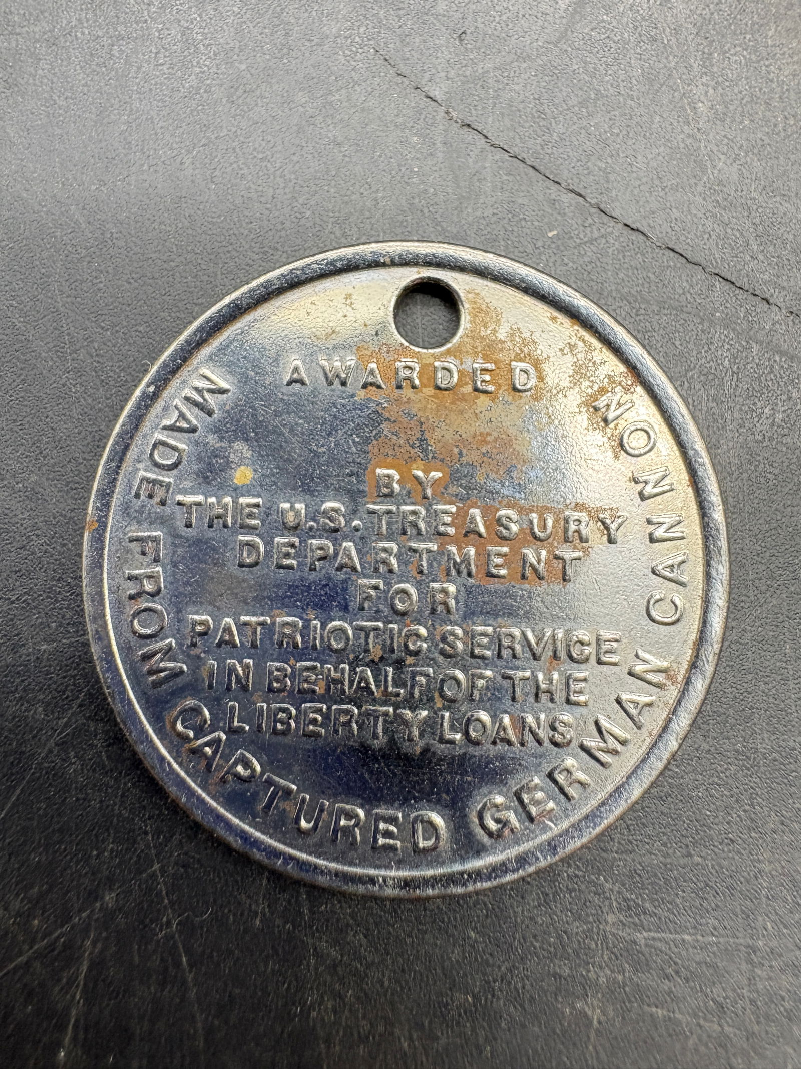 VINTAGE WWII VICTORY LIBERTY LOAN COINS MADE FROM GERMAN CANNON PENDANT - 2