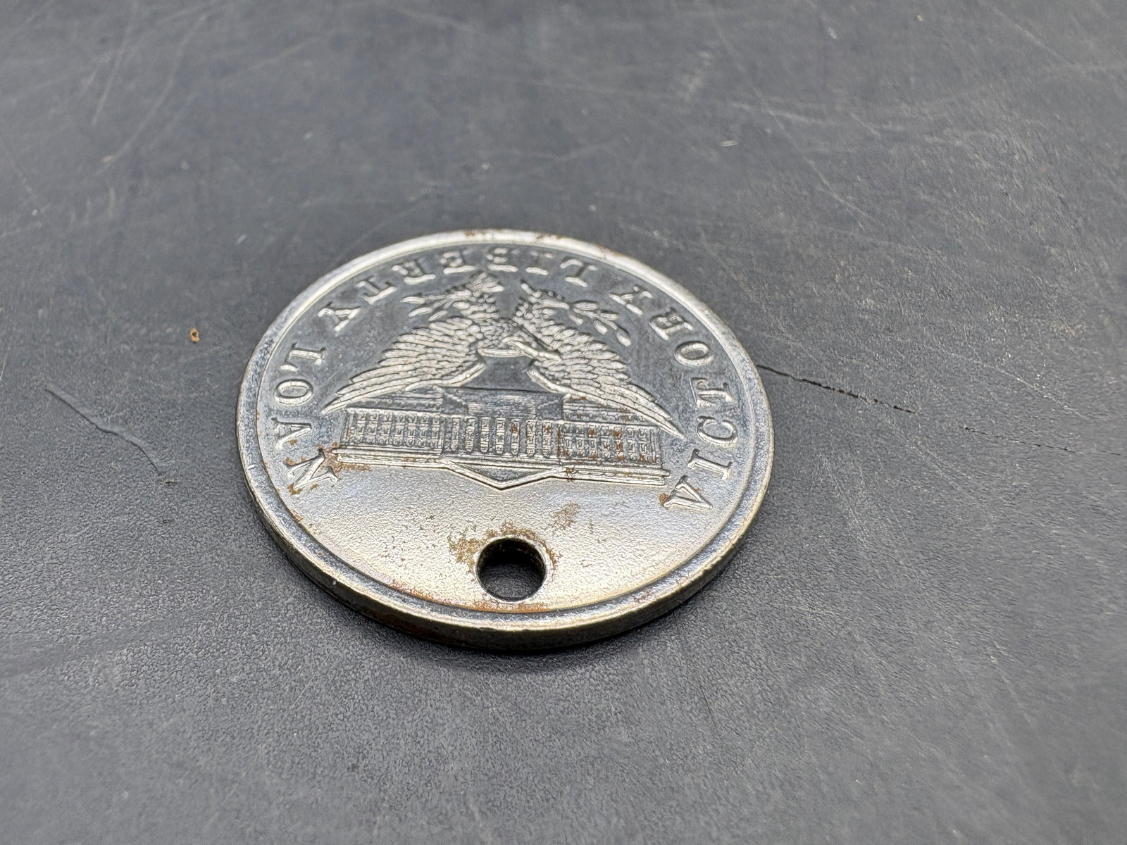 VINTAGE WWII VICTORY LIBERTY LOAN COINS MADE FROM GERMAN CANNON PENDANT - 5