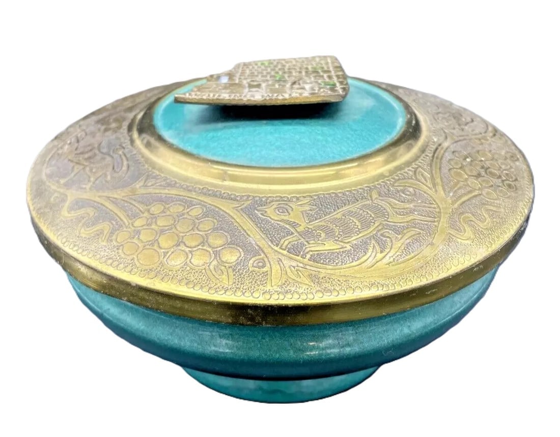 Vintage Judaica WAILING WALL Serving Bowl w Lid Jerusalem Israel (1 of 8)