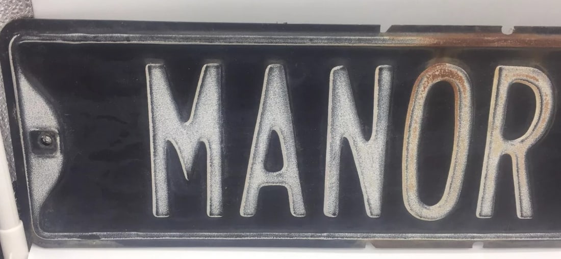 Vintage Embossed Steel Street Sign Manor St. from Columbia PA Lancaster County - 2