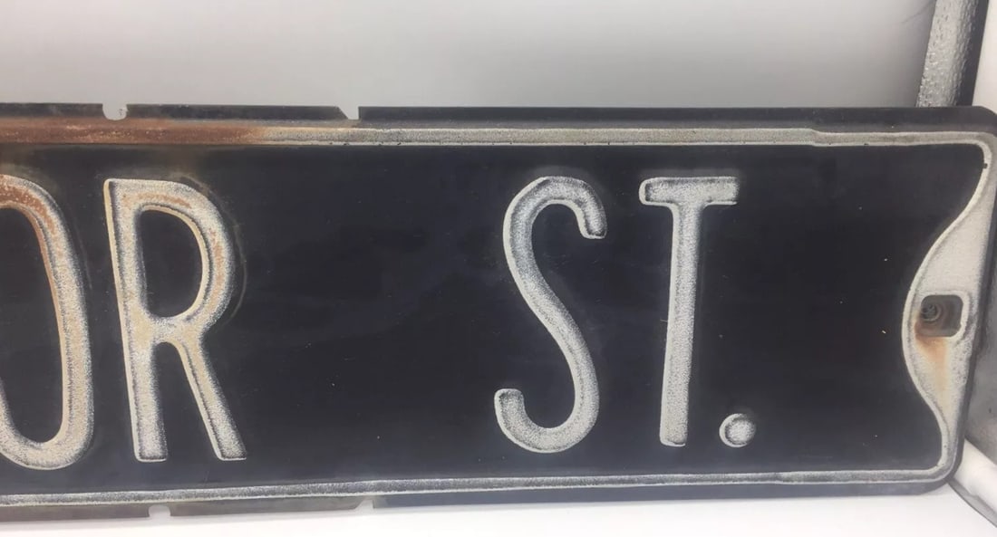 Vintage Embossed Steel Street Sign Manor St. from Columbia PA Lancaster County - 3