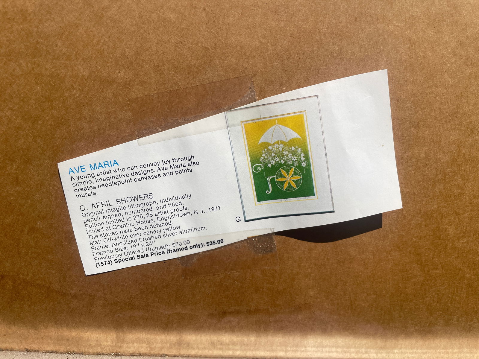 Vintage Etching AVE MARIA "April Showers" Signed Framed Limited Edition 16/275 - 8