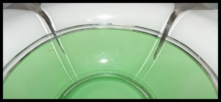 1930’s Indiana Glass Hand Painted Art Deco Green with Silver Accents Moderne Classic Footed - 7