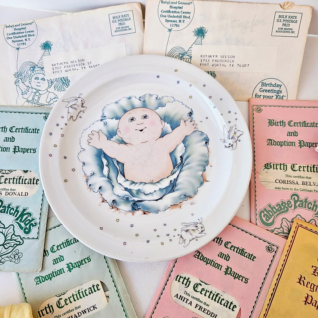 Cabbage Patch Kids Clothing, Adoption Papers, Plate and Figurines Collection - 2