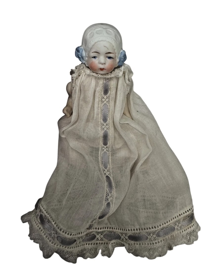 Antique Bisque Doll Small Germany 4" Girl Doll molded bonnet (1 of 12)