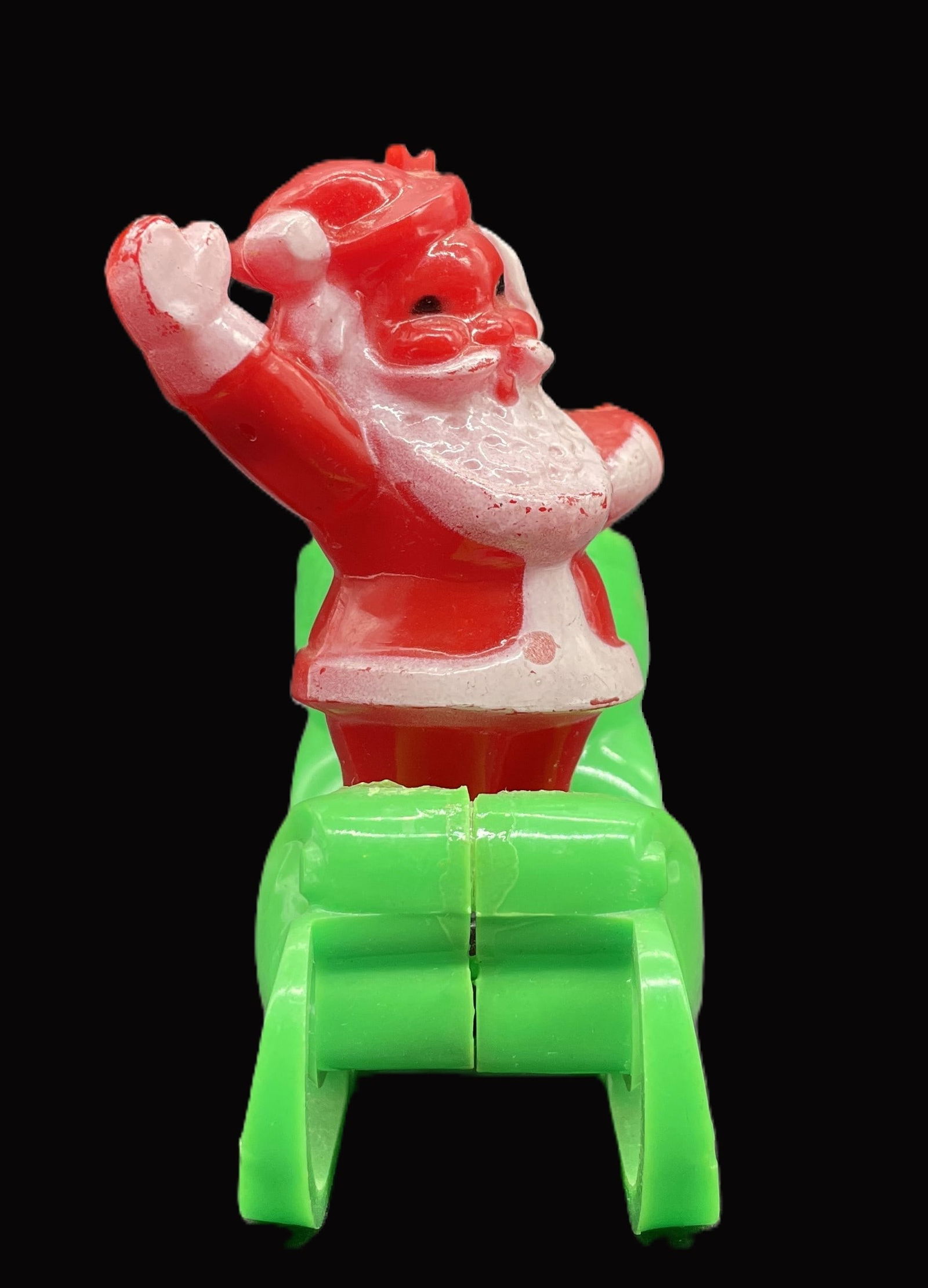 Vintage Rosbro Rosen Santa in Green Sleigh Candy Container Lollipop Holder - 3