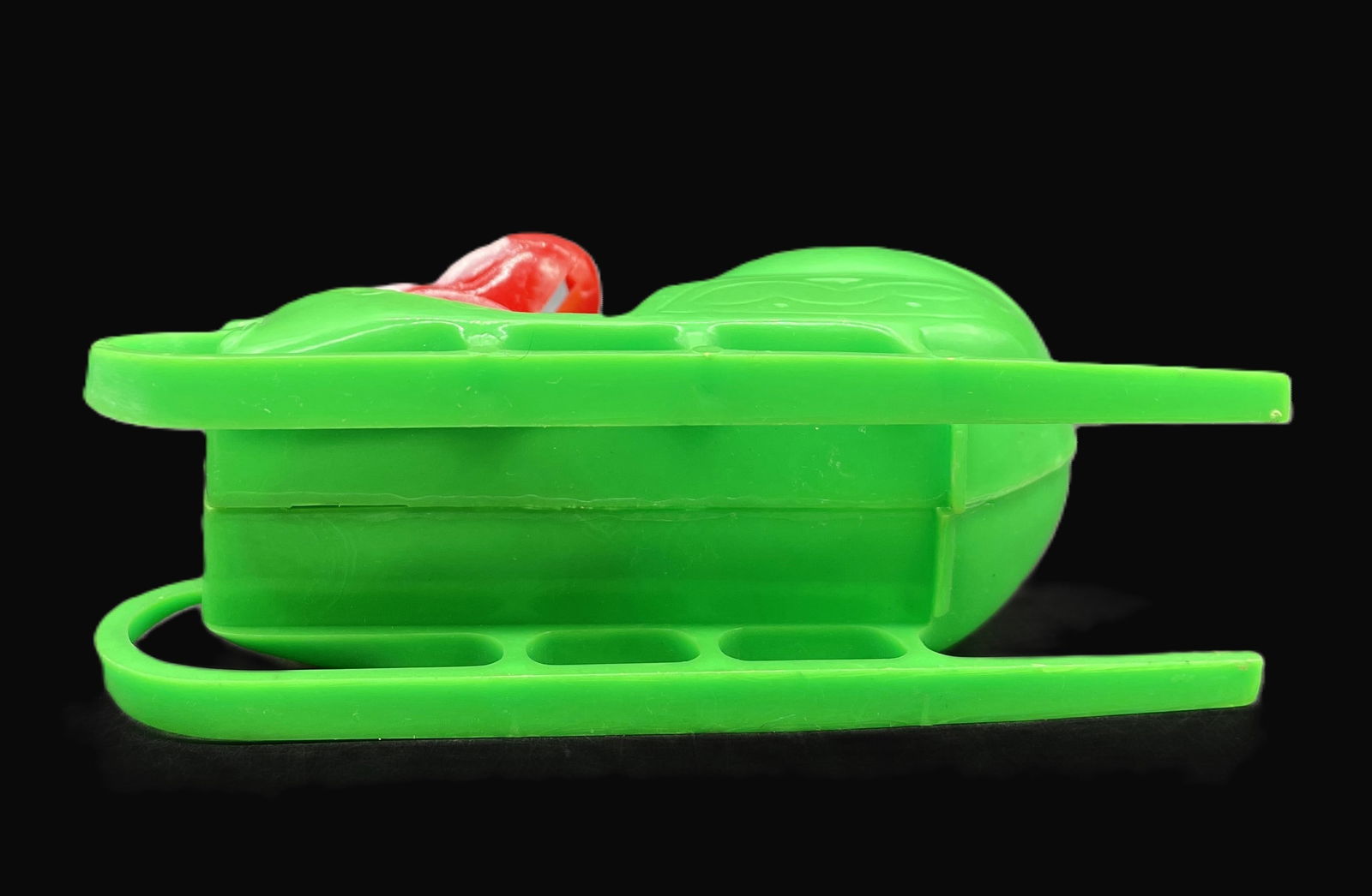 Vintage Rosbro Rosen Santa in Green Sleigh Candy Container Lollipop Holder - 7