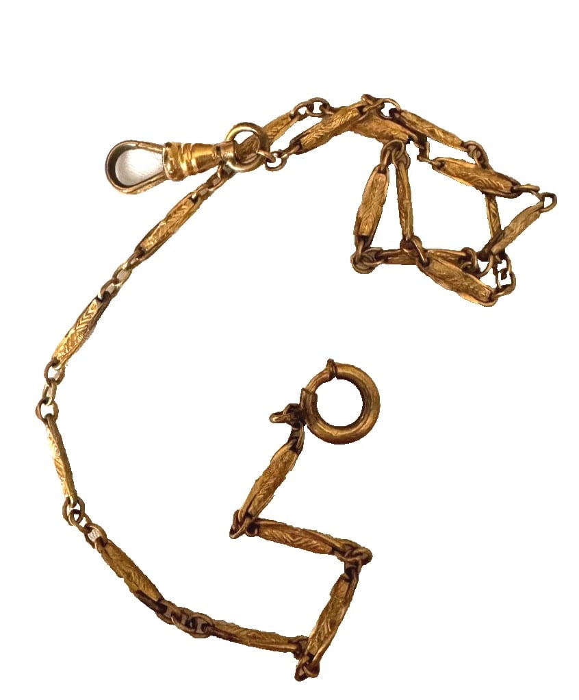 Antique Yellow Gold Filled GF Watch Fob Chain 12" long (1 of 10)