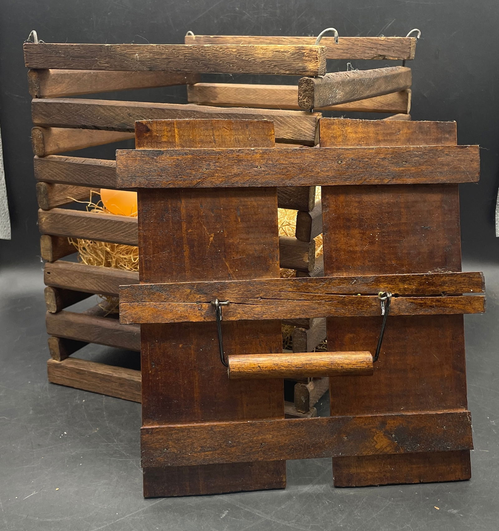 Primitive Farmhouse Wooden Egg Crate Carrier Farm - 3