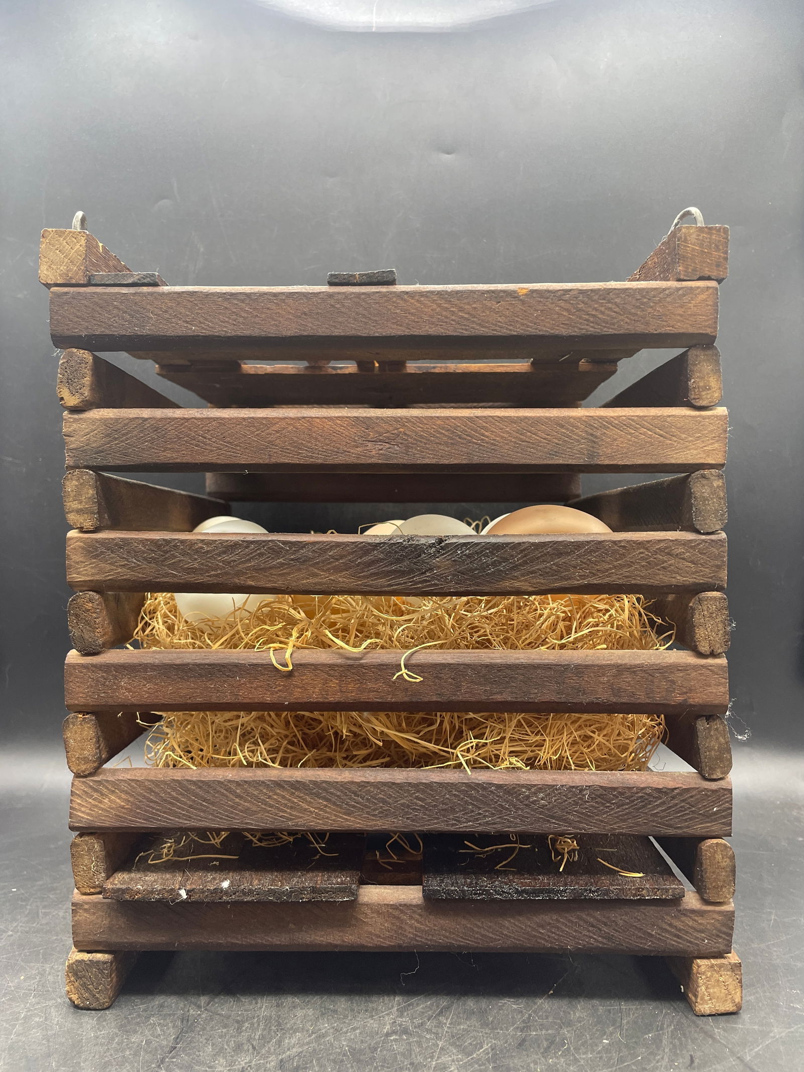 Primitive Farmhouse Wooden Egg Crate Carrier Farm - 7