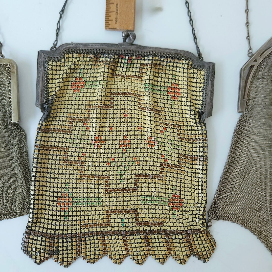 1920's Whiting & Davis Enamel and Soldered Mesh Purses - 3