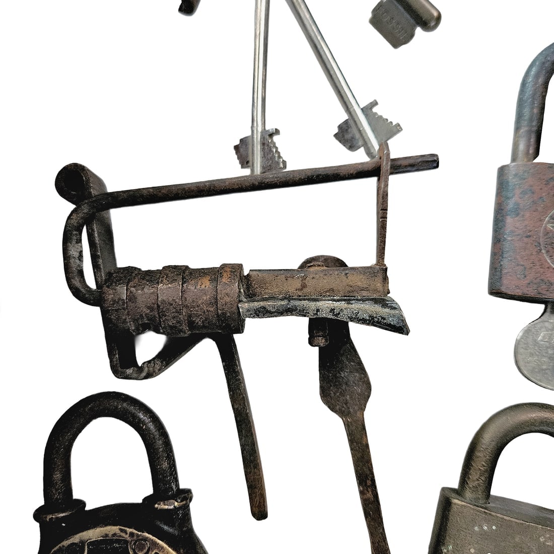 Vintage Brass and Steel Padlocks including Railroad - 14