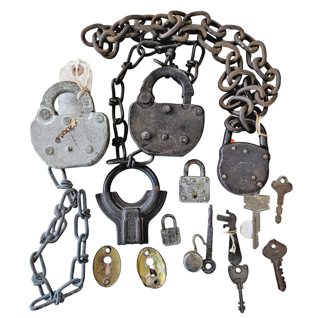 Vintage Brass and Steel Padlocks including Railroad - 3