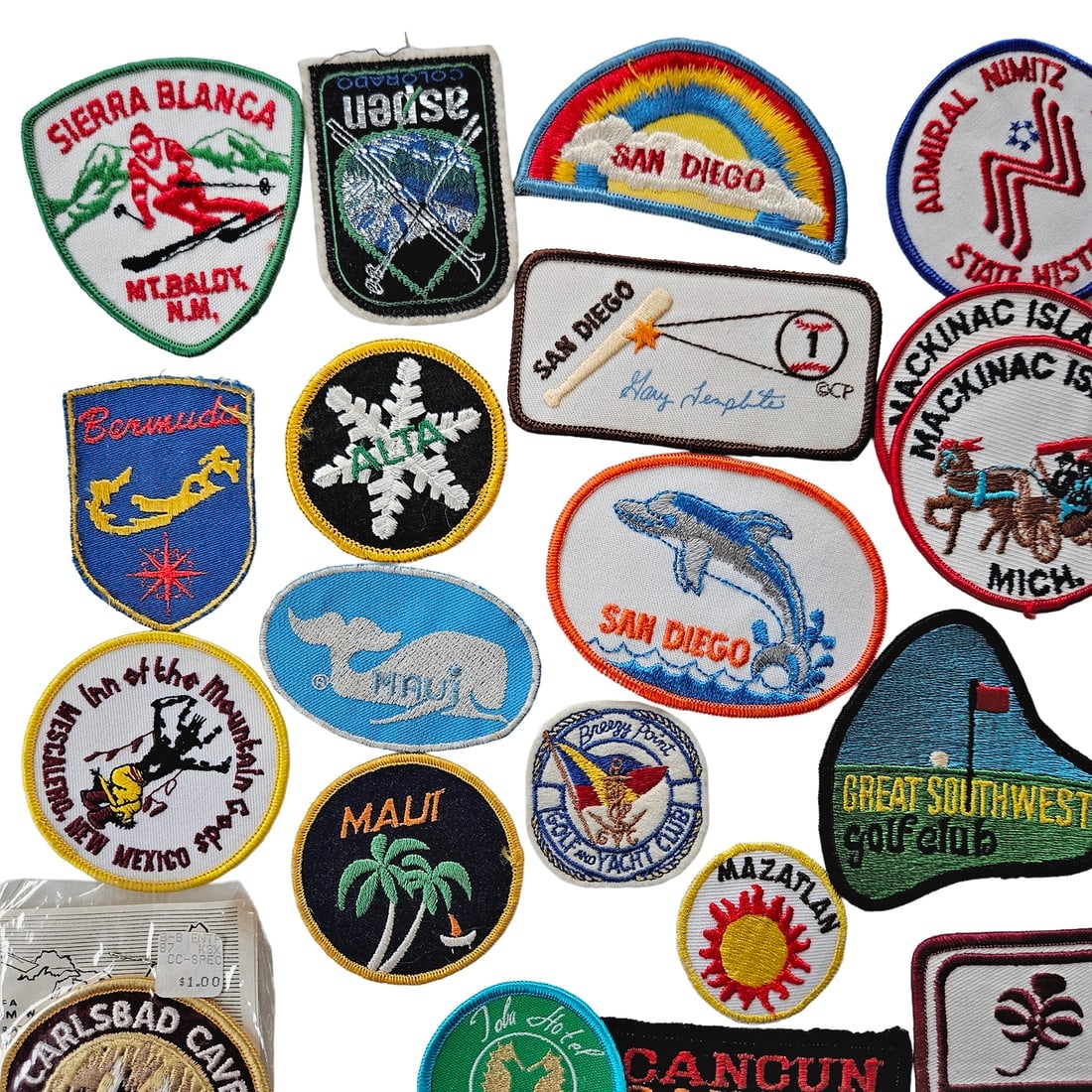Large Collection of Vintage Embroidered Patch Travel Souvenir from both Hemispheres - 4