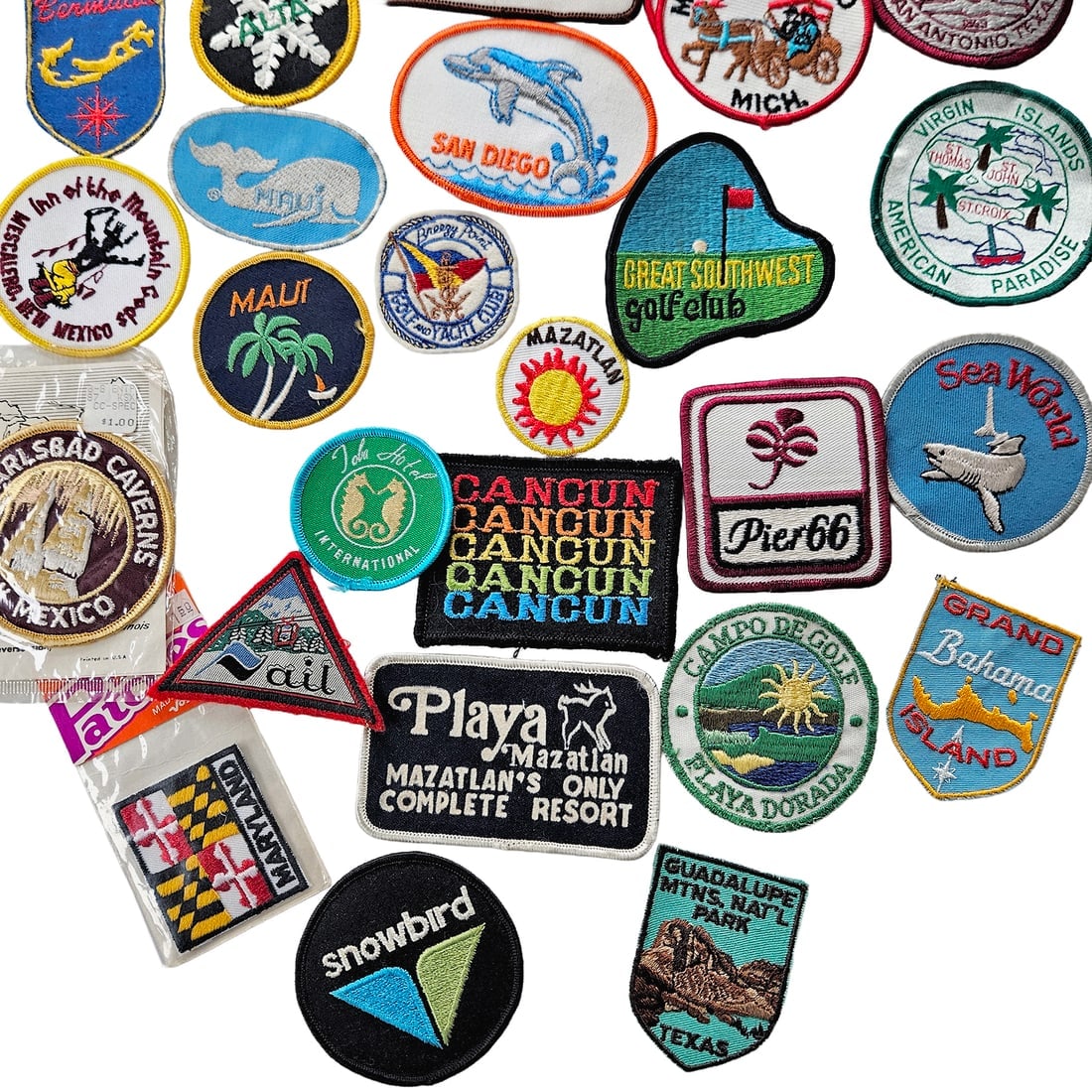 Large Collection of Vintage Embroidered Patch Travel Souvenir from both Hemispheres - 5