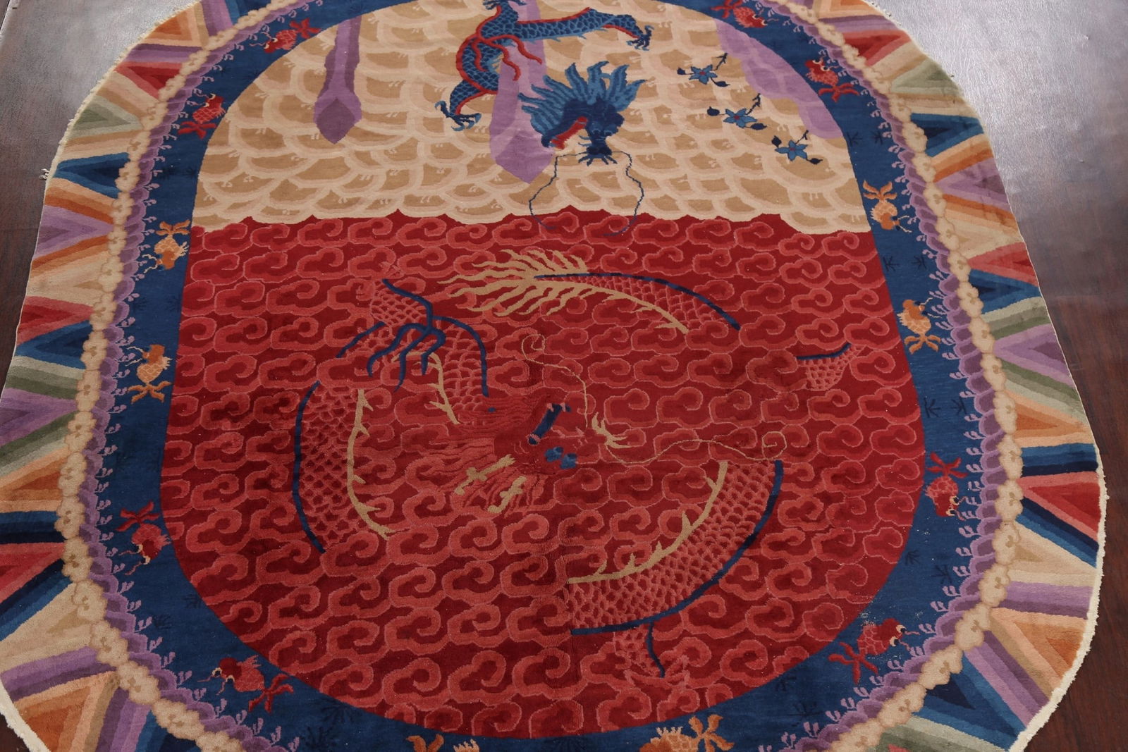 Antique 100% Vegetable Dye Art Deco Oriental Area Rug 9x11 - 3