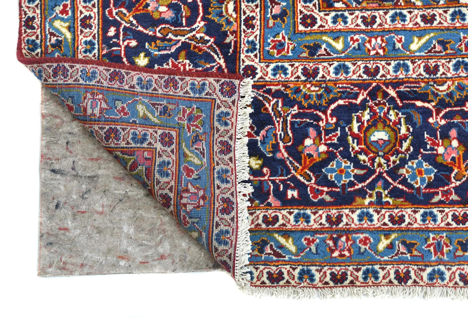 Vintage Red Floral Traditional 9'6X12'10 Kashan Persian Rug - 12