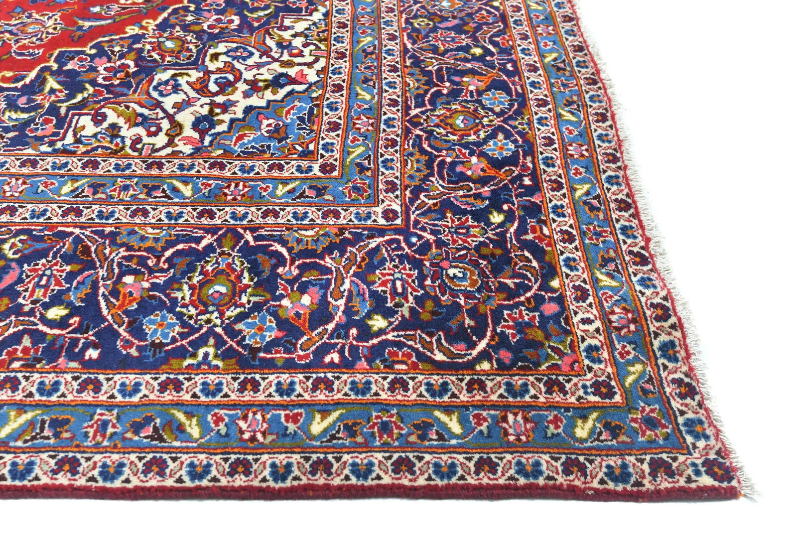 Vintage Red Floral Traditional 9'6X12'10 Kashan Persian Rug - 8