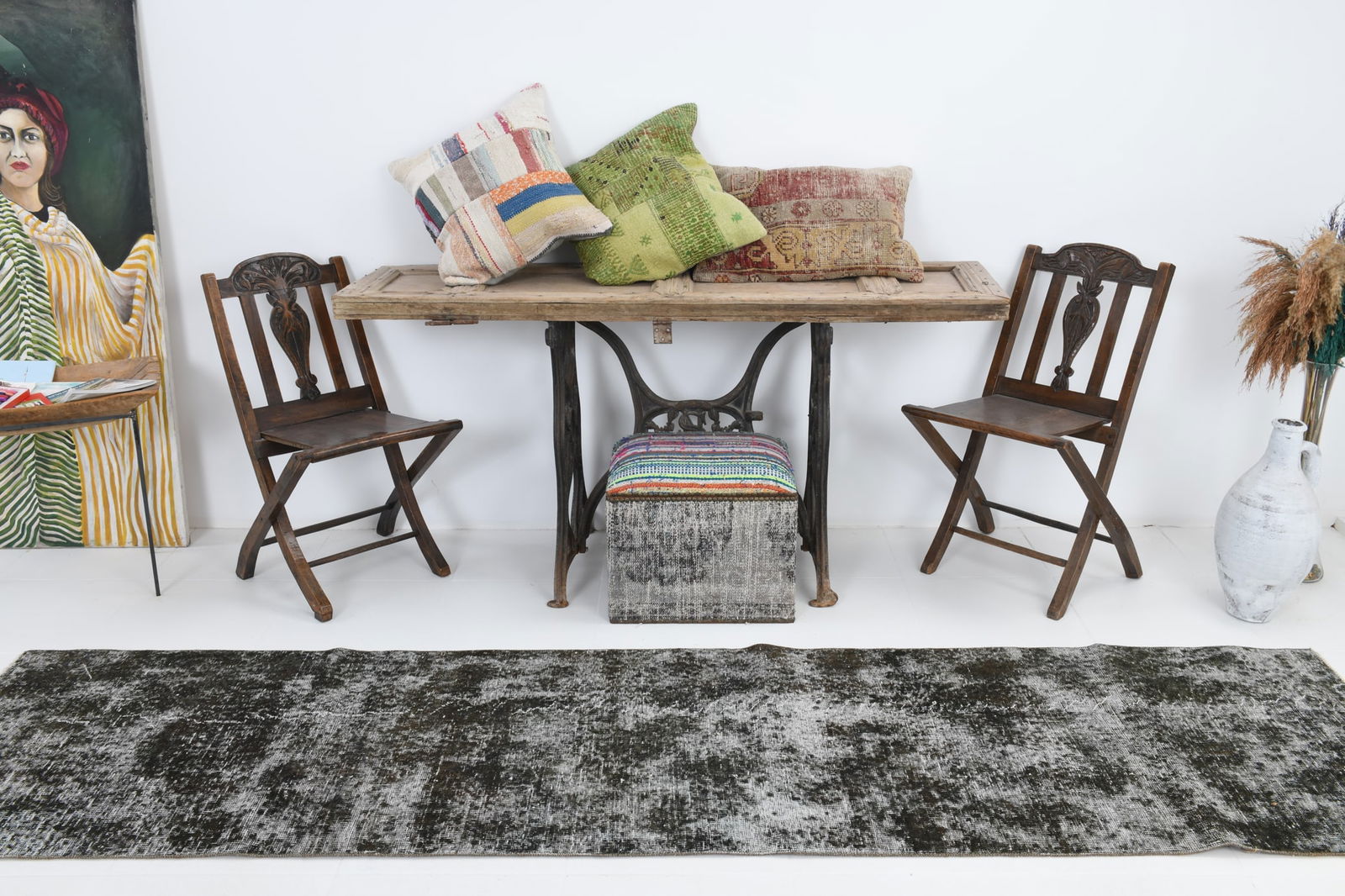 2'6'' x 10'0'' Handmade Vintage Wool Rug - 7105 - 6