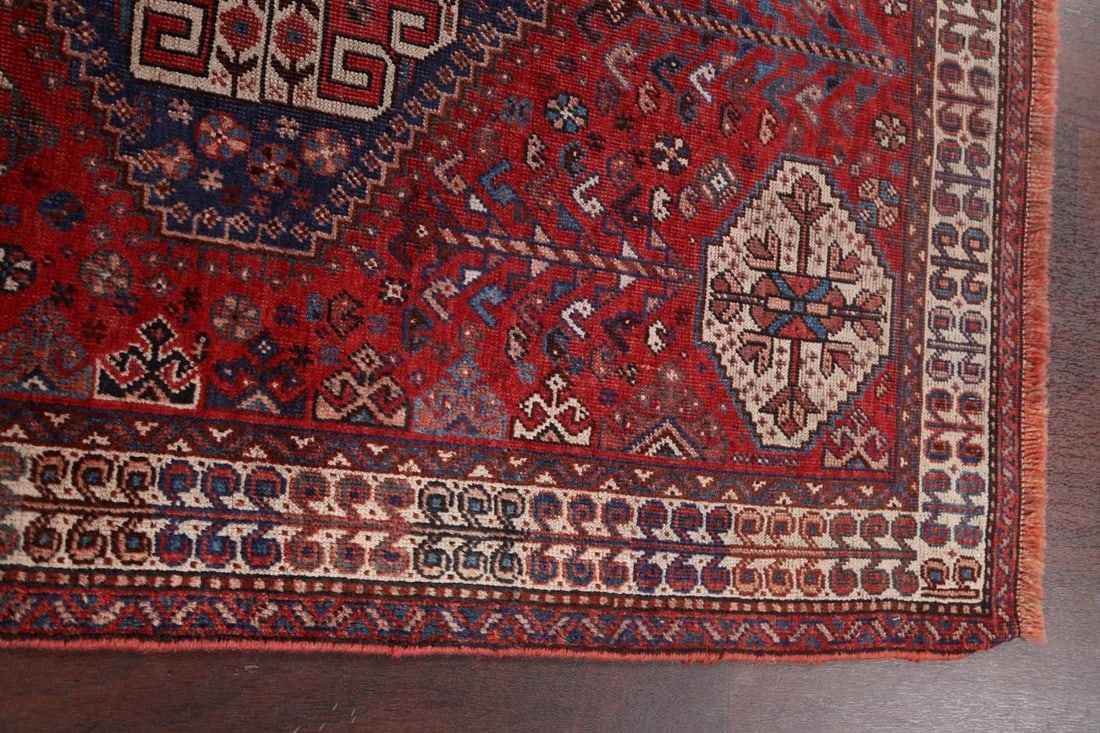 Pre-1900 Antique Vegetable Dye Shiraz Persian Area Rug 4x5 - 11