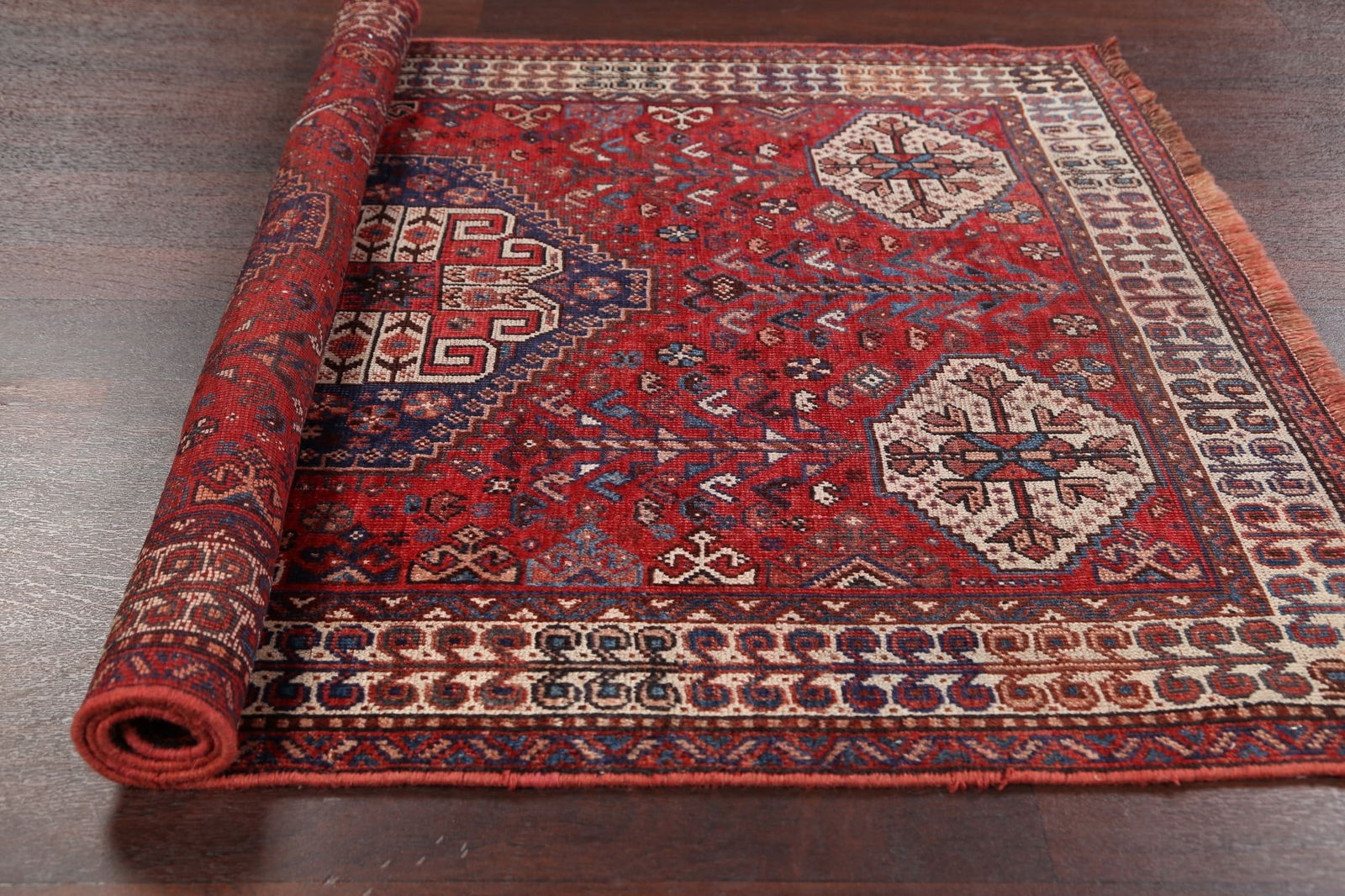 Pre-1900 Antique Vegetable Dye Shiraz Persian Area Rug 4x5 - 14