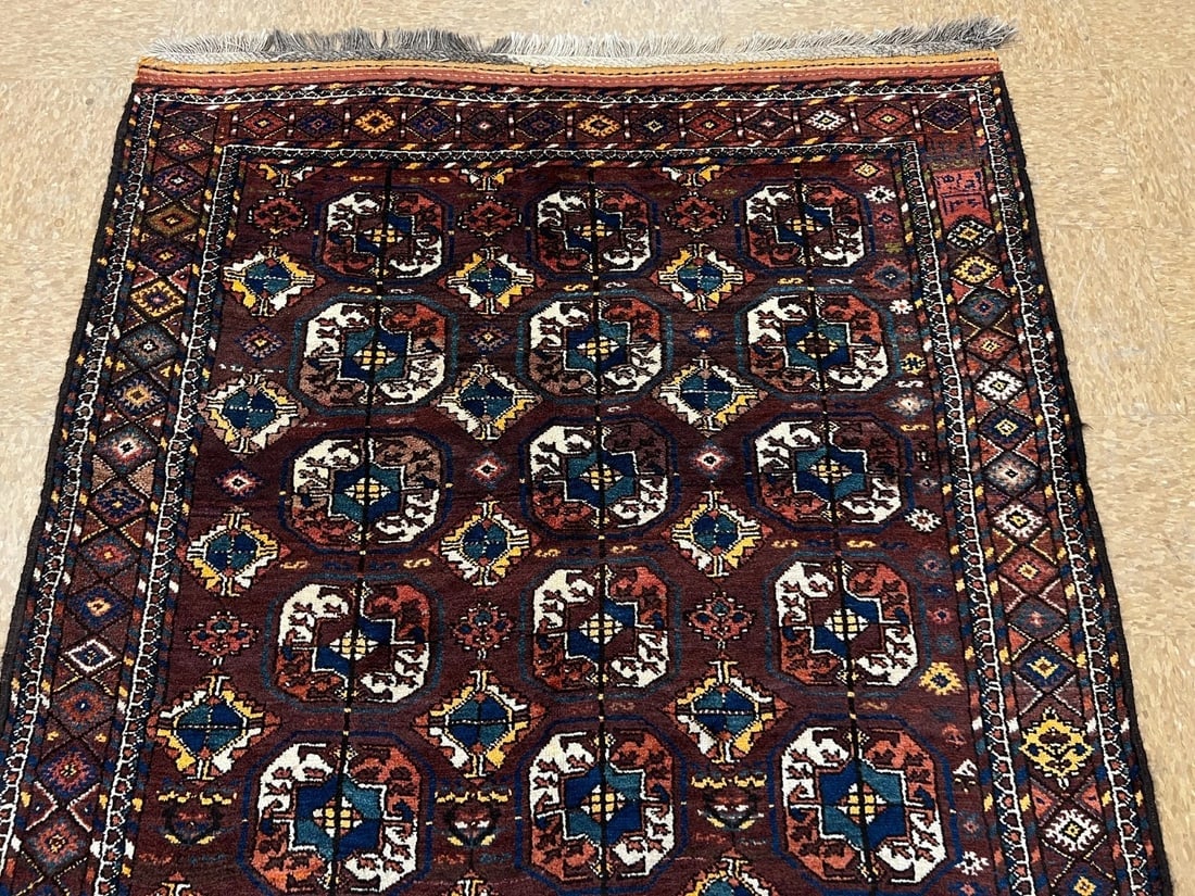 Antique Persian Tribal Balouch Hand-Knotted Brown Wool Geometric Rug 4'4" x 8'7" - 8