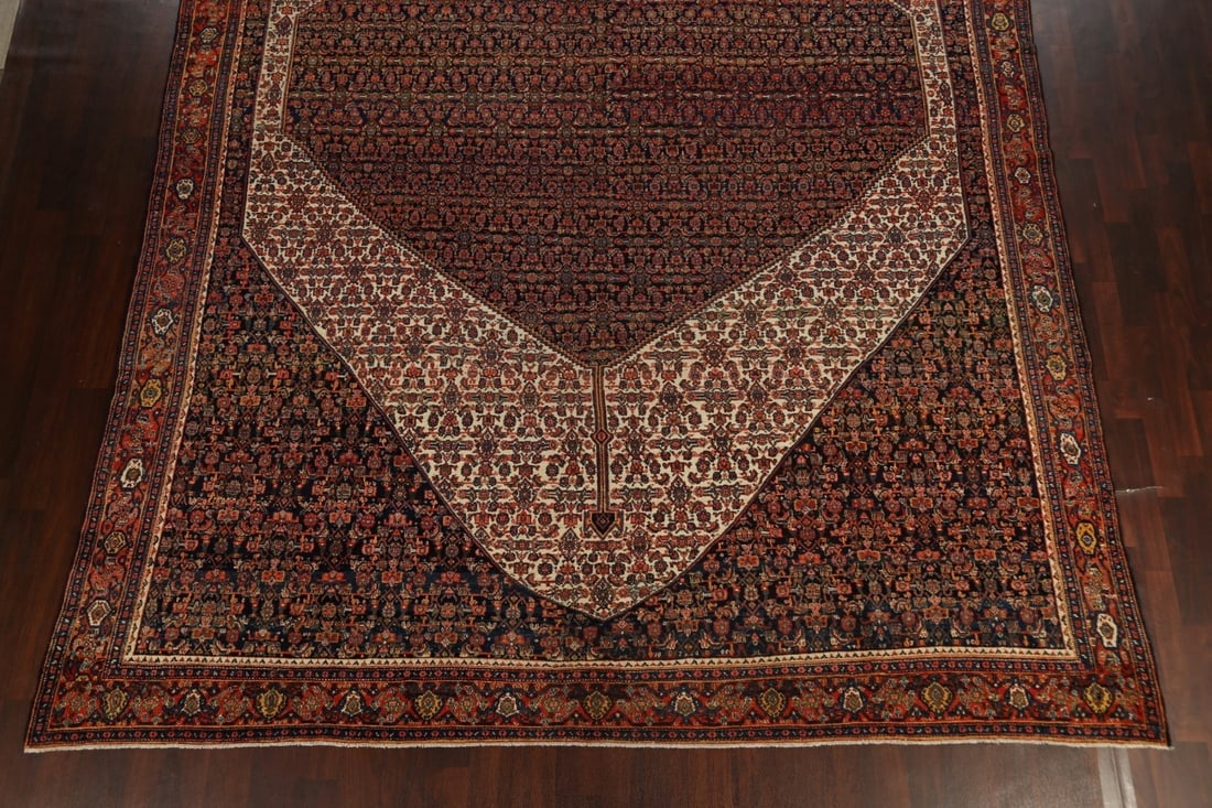 Antique 100% Vegetable Dye Senneh Persian Area Rug 11x16 - 8