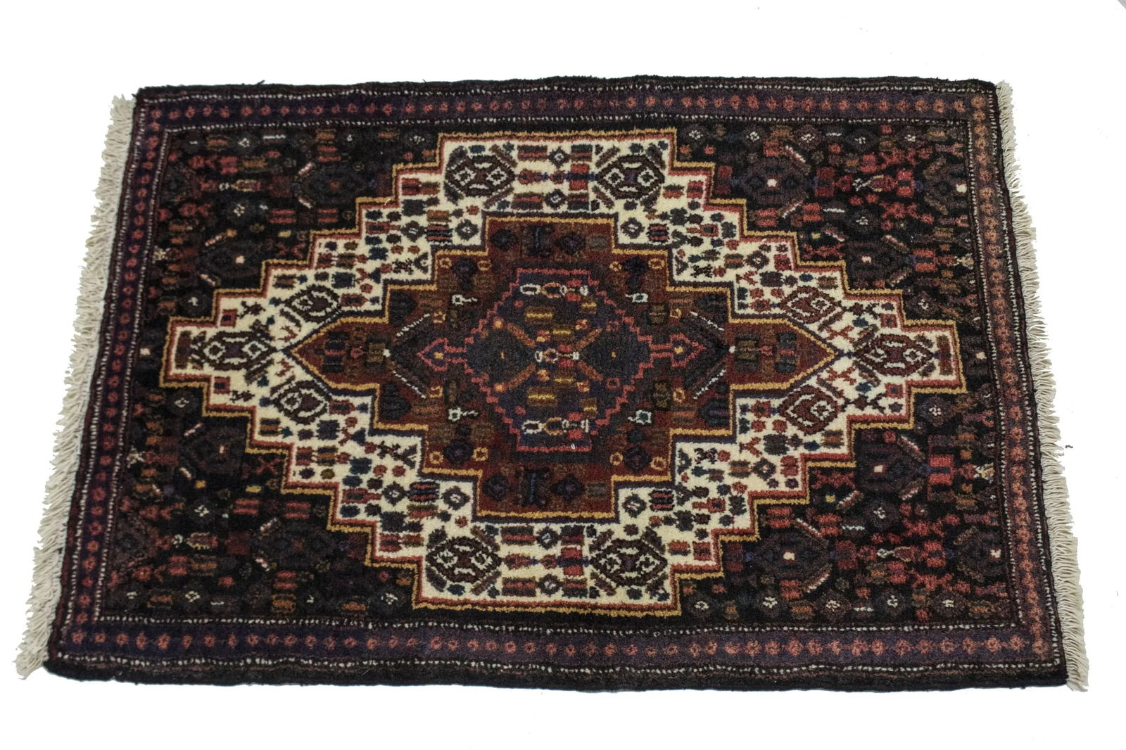 Vintage Cream Geometric Tribal 2X3 Bidjar Persian Rug - 3