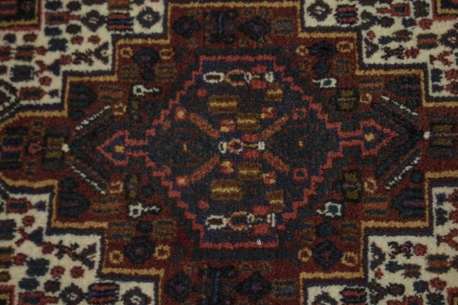 Vintage Cream Geometric Tribal 2X3 Bidjar Persian Rug - 5