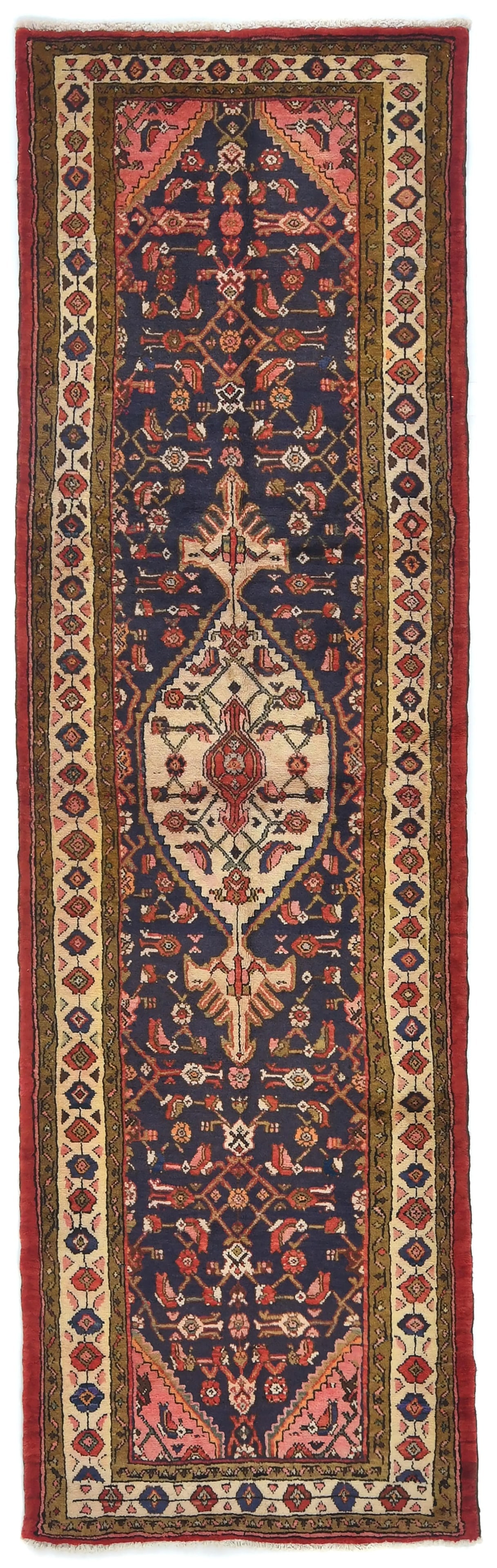 Vintage Plum Floral Tribal 3X10 Hamedan Persian Runner Rug: Title:Vintage Plum Floral Tribal 3X10 Hamedan Persian Runner Rug Description:Handmade vintage 3X10 Plum Persian runner made with vegetable dyes (fine wool pile and cotton foundation), exceptional knot