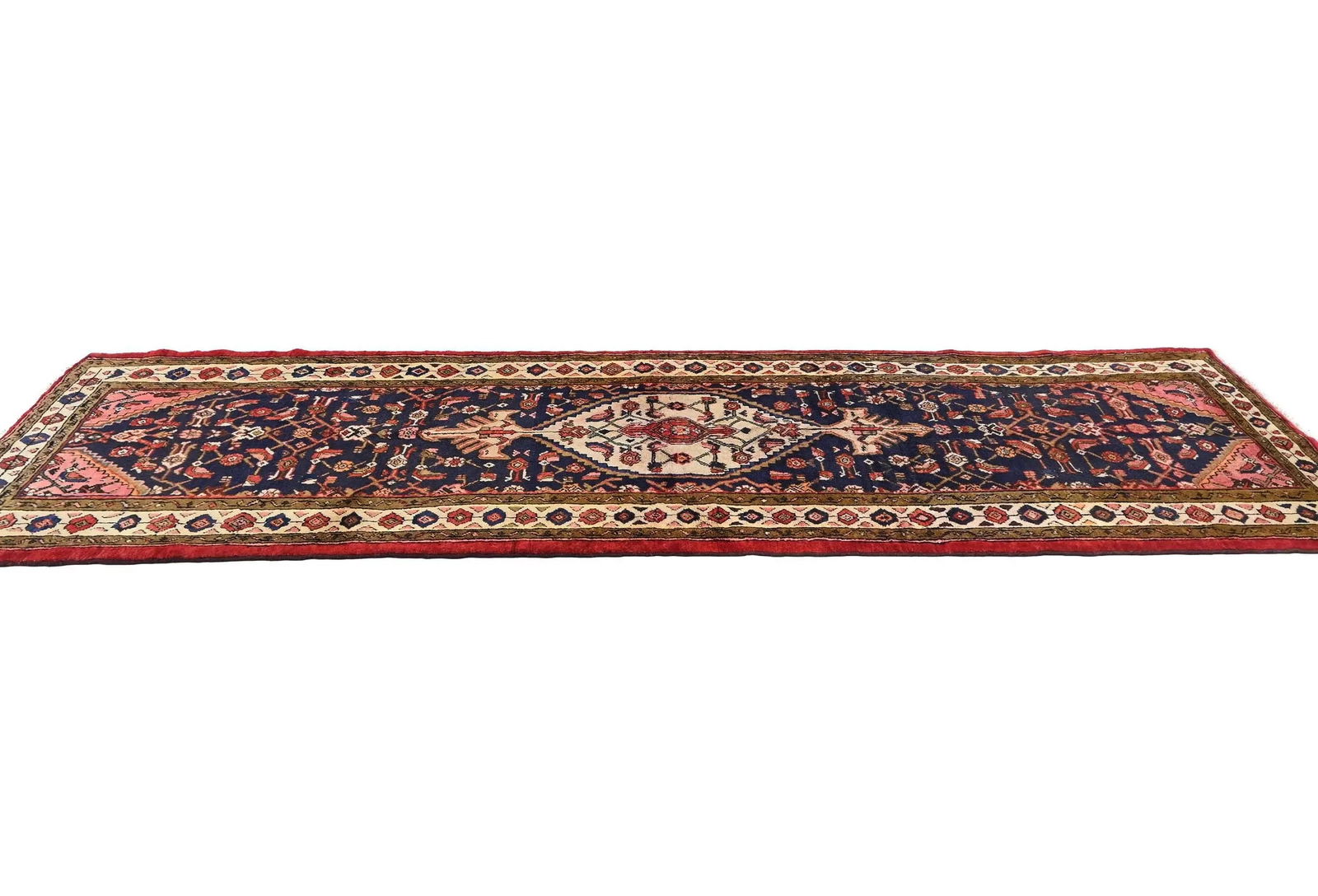 Vintage Plum Floral Tribal 3X10 Hamedan Persian Runner Rug - 4