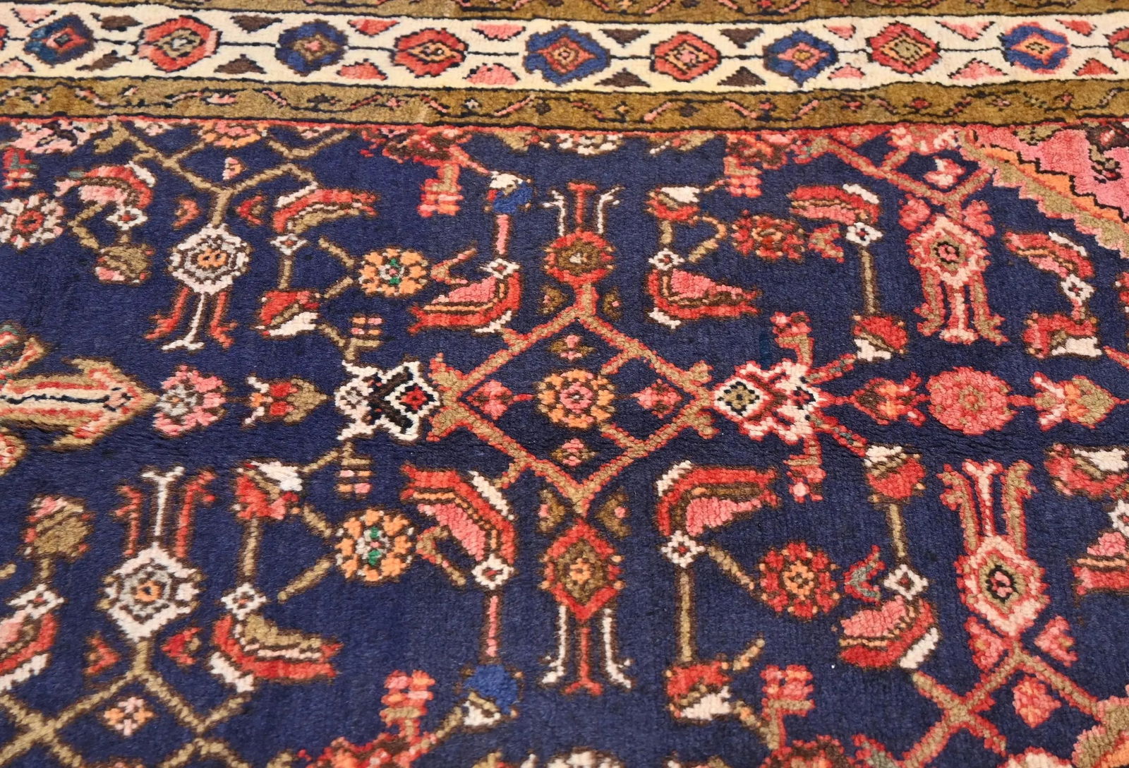 Vintage Plum Floral Tribal 3X10 Hamedan Persian Runner Rug - 7