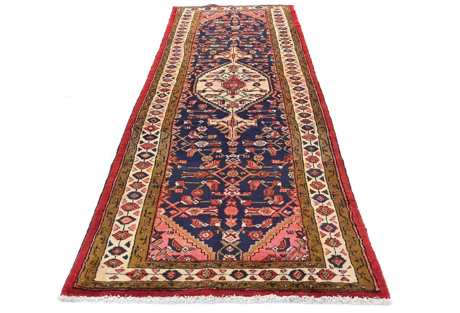 Vintage Plum Floral Tribal 3X10 Hamedan Persian Runner Rug - 9